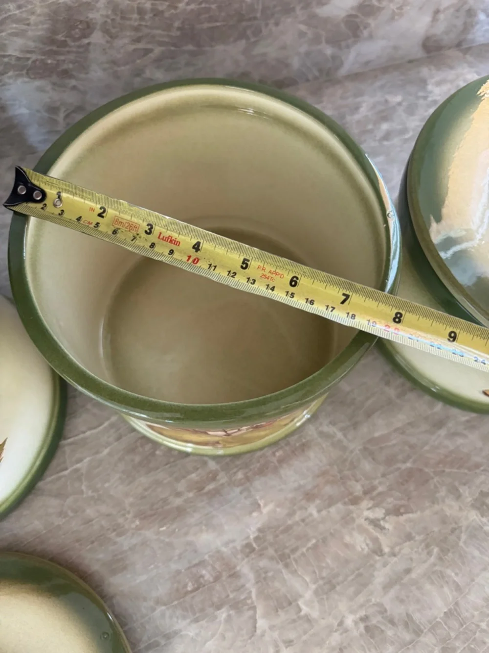 Vintage‎ Ceramic Fruit Canister Set Green Ombre Farmhouse Kitchen